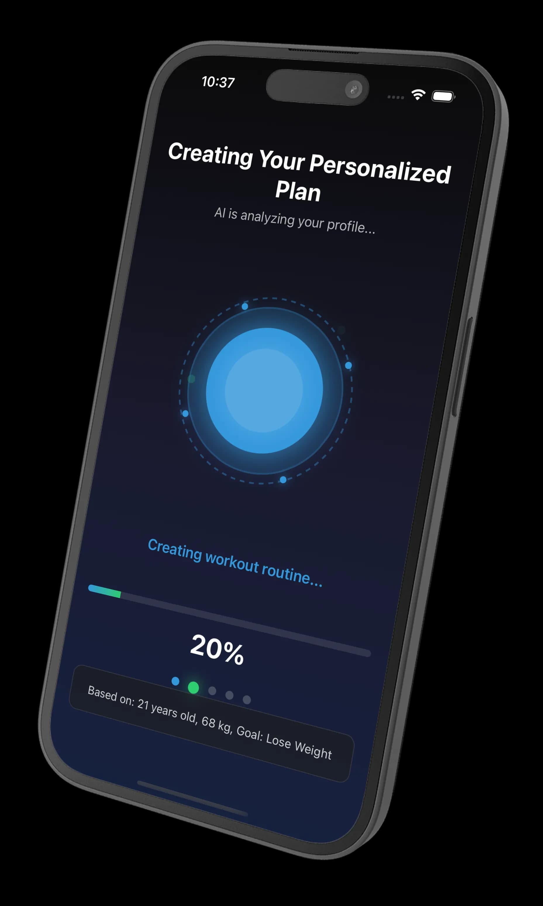 FitAzi AI generating a personalized workout plan